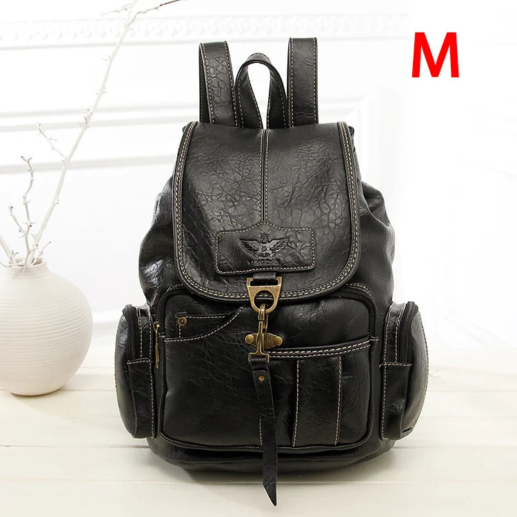 Classic Brown Leather Backpack with Large Capacity