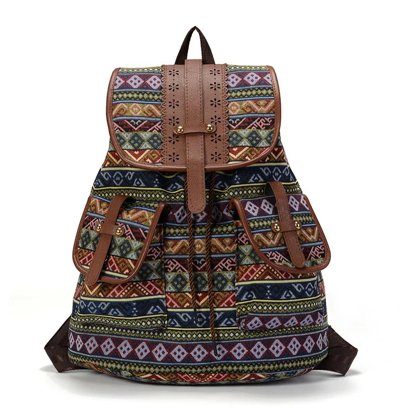 Vintage Ethnic Canvas Backpack