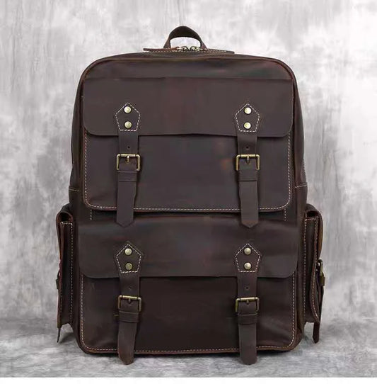 Retro Large Capacity Leather Backpack