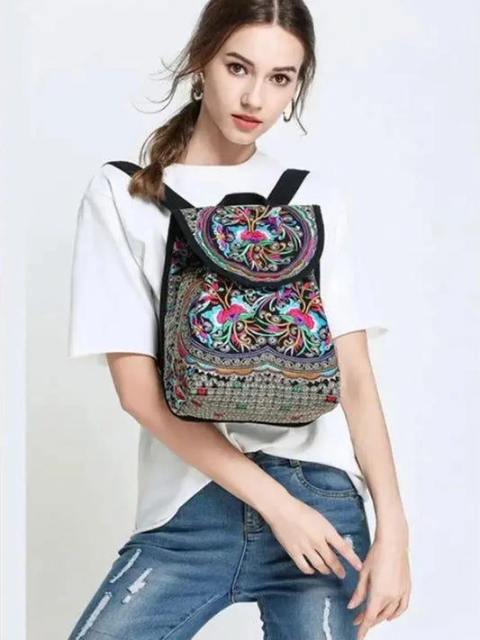 Vintage Embroidery Ethnic Canvas Backpack