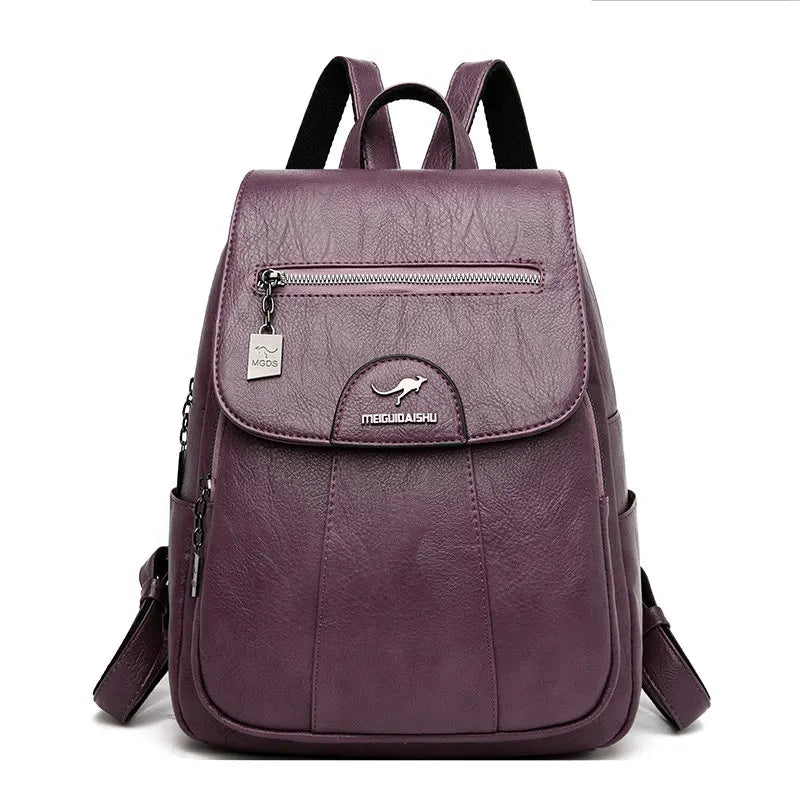 Retro Women Leather Backpack
