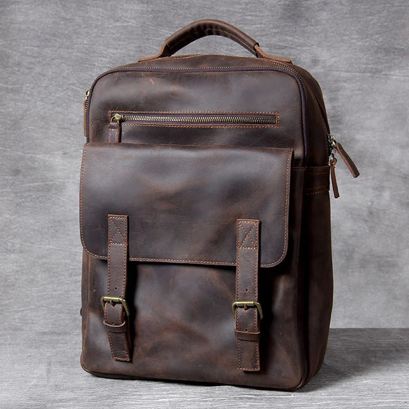 Retro Large Capacity Leather Backpack