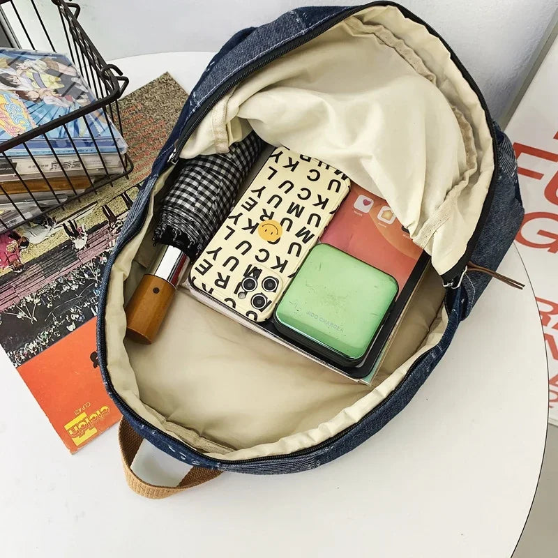 Patchwork Denim Backpack