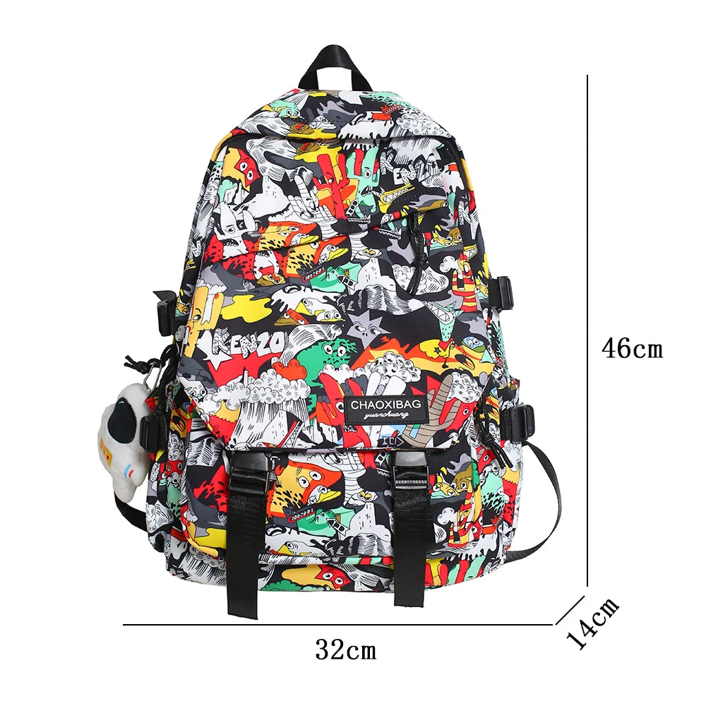 Harajuku Printed Backpack
