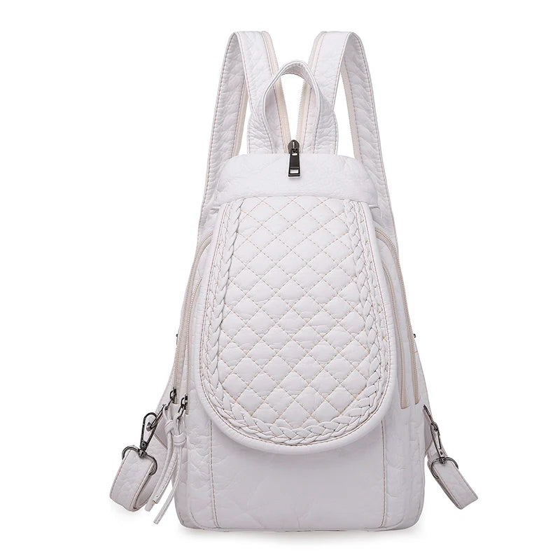 White Leather Backpack