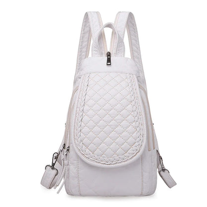 White Leather Backpack