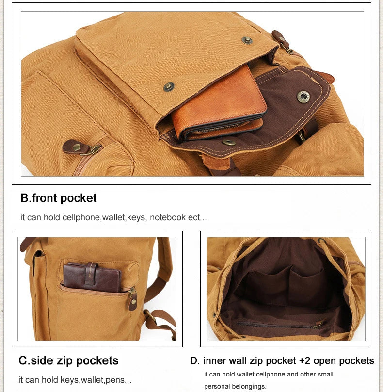 Fashion Vintage Military Style Canvas Backpack