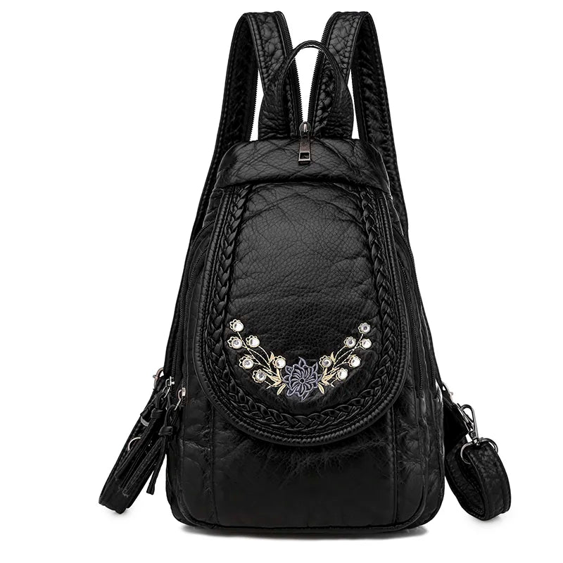 White Leather Backpack