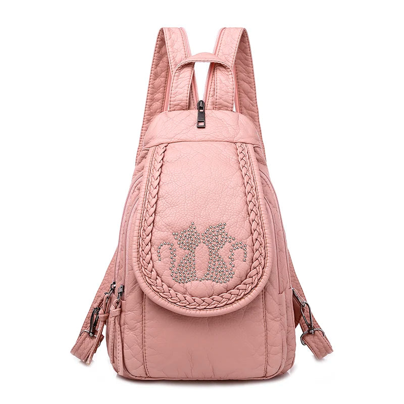 White Leather Backpack