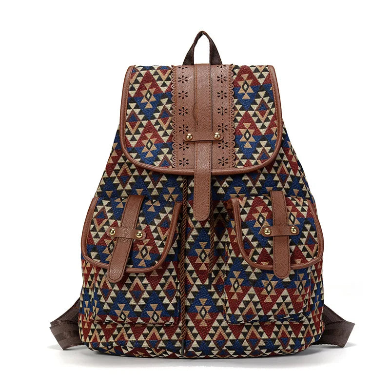 Vintage Ethnic Canvas Backpack
