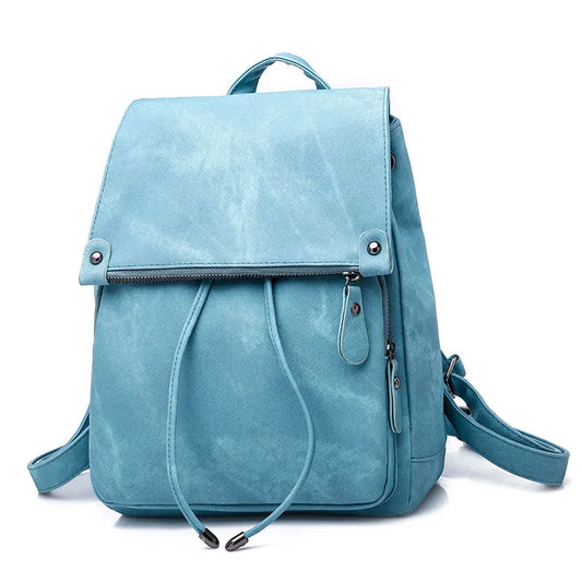 Vintage Matte Leather Women Backpack