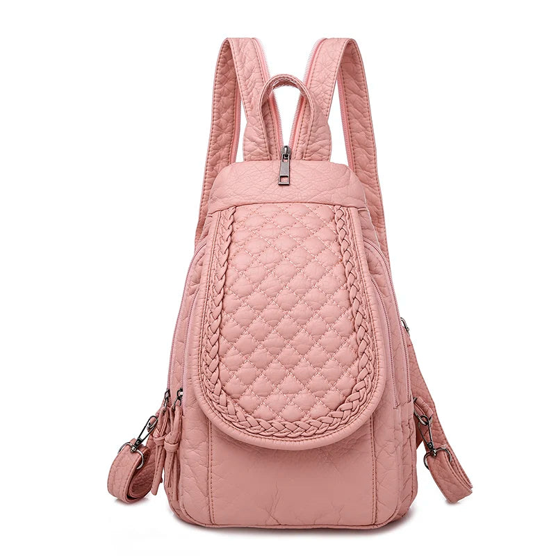 White Leather Backpack