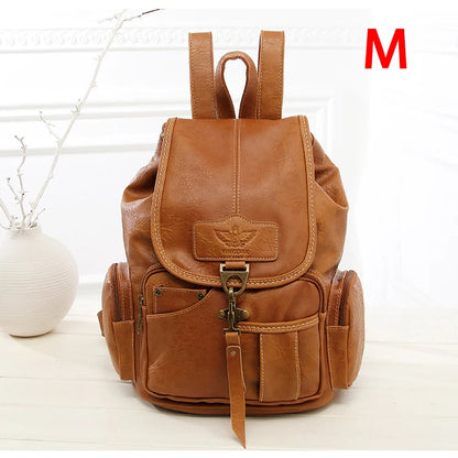 Classic Brown Leather Backpack with Large Capacity