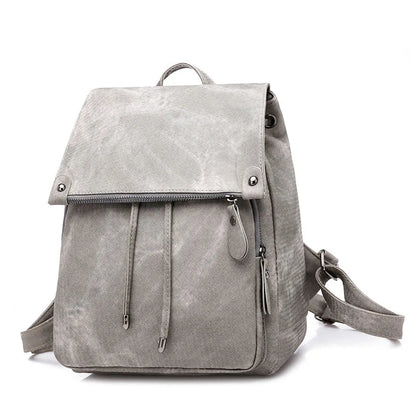 Vintage Matte Leather Women Backpack