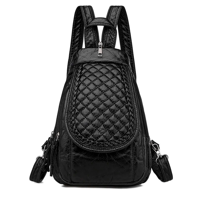 White Leather Backpack