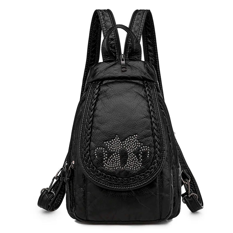 White Leather Backpack