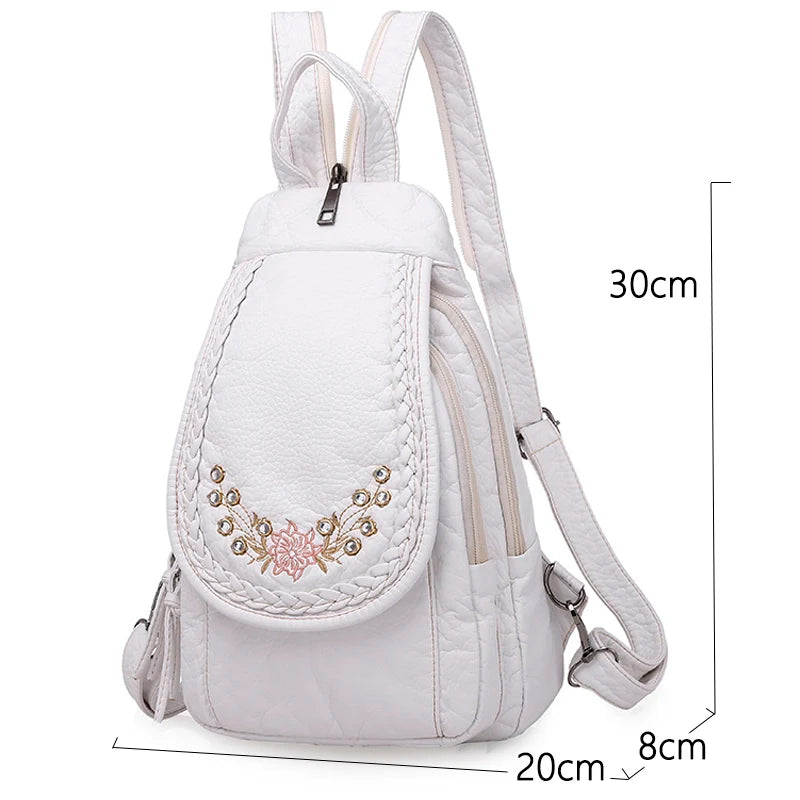 White Leather Backpack