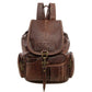 Classic Brown Leather Backpack with Large Capacity