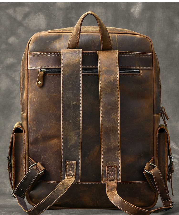 Retro Large Capacity Leather Backpack
