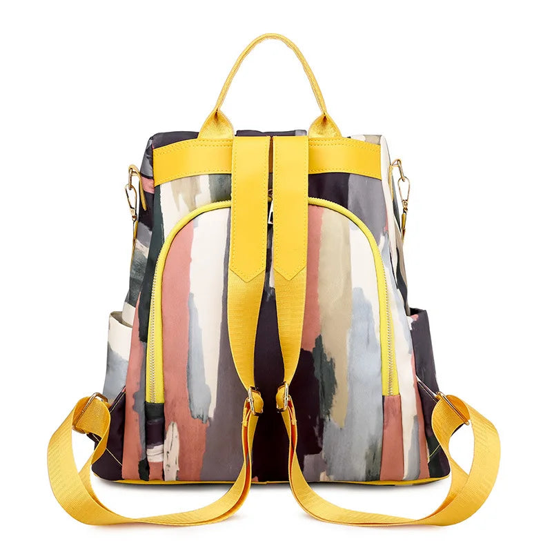 Anti-theft Panelled Color Backpack