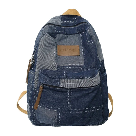 Patchwork Denim Backpack