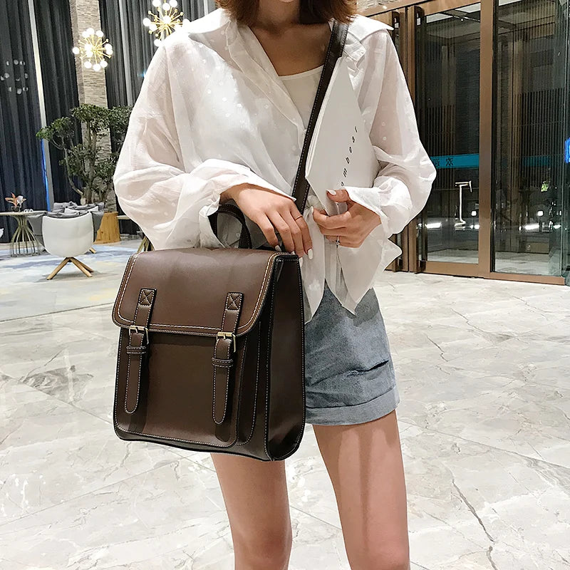 Classic Retro Leather Backpack