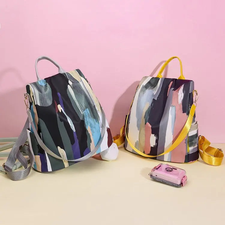 Anti-theft Panelled Color Backpack