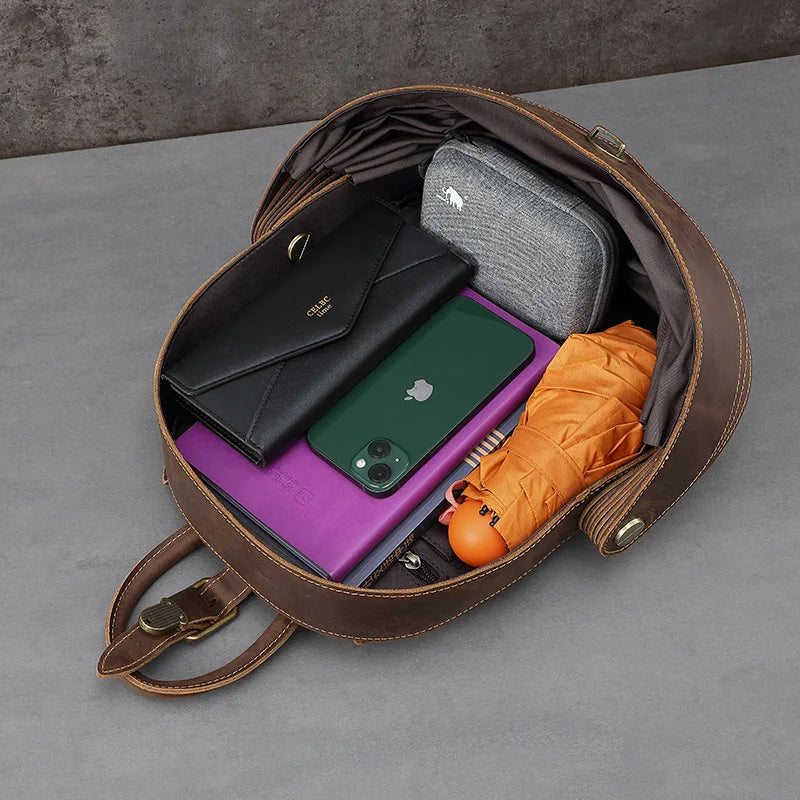 Retro Cowhide Leather Backpack
