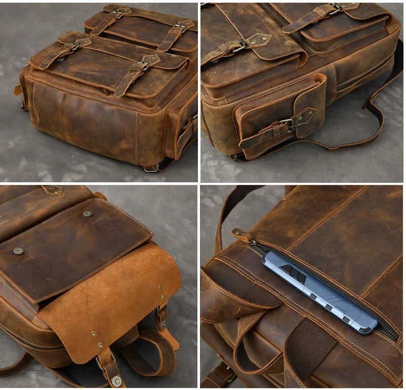 Retro Large Capacity Leather Backpack