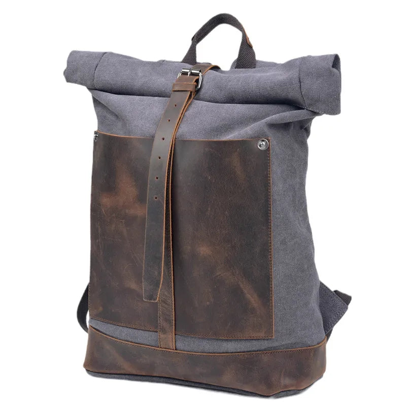 Men's Canvas Roll Top Backpack