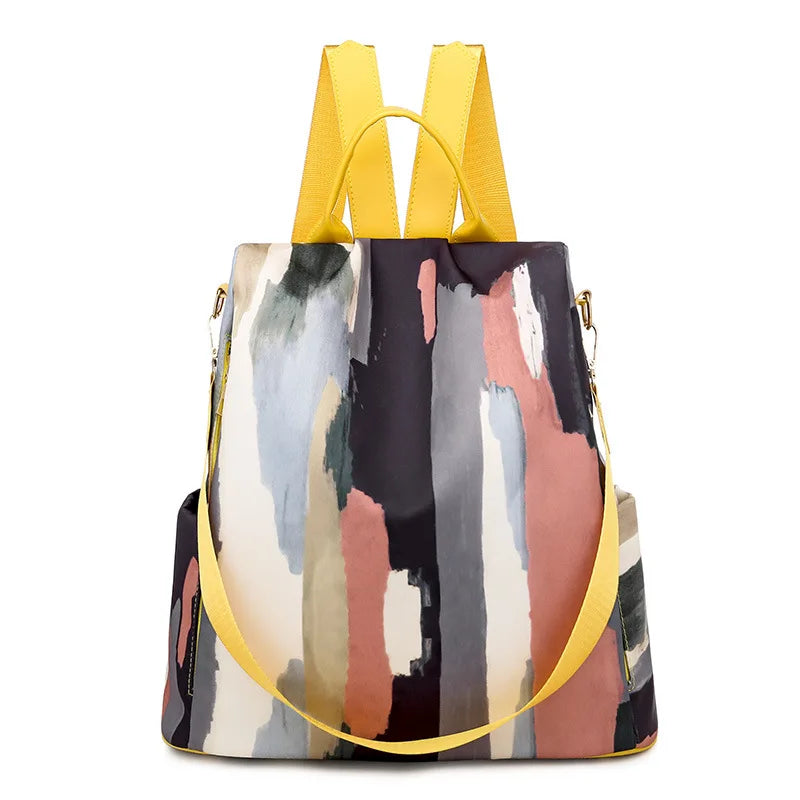 Anti-theft Panelled Color Backpack