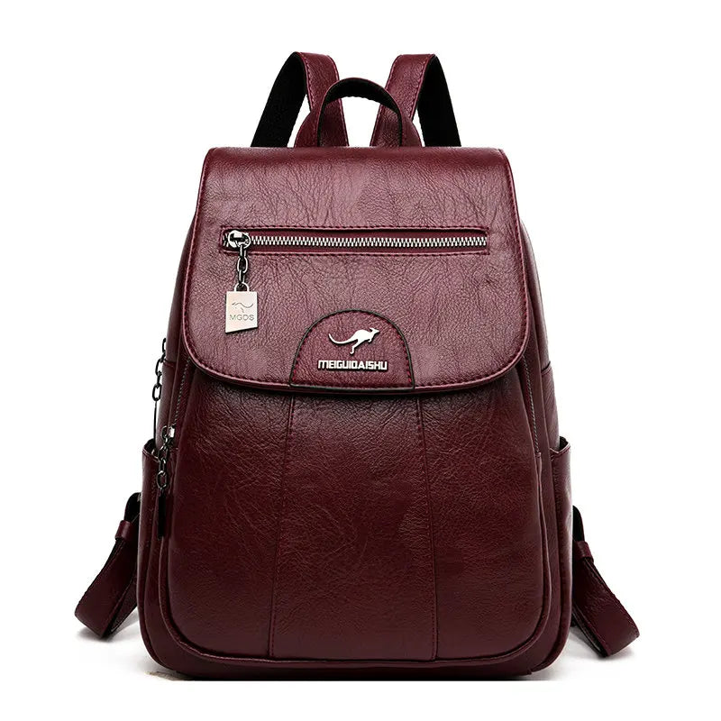 Retro Women Leather Backpack
