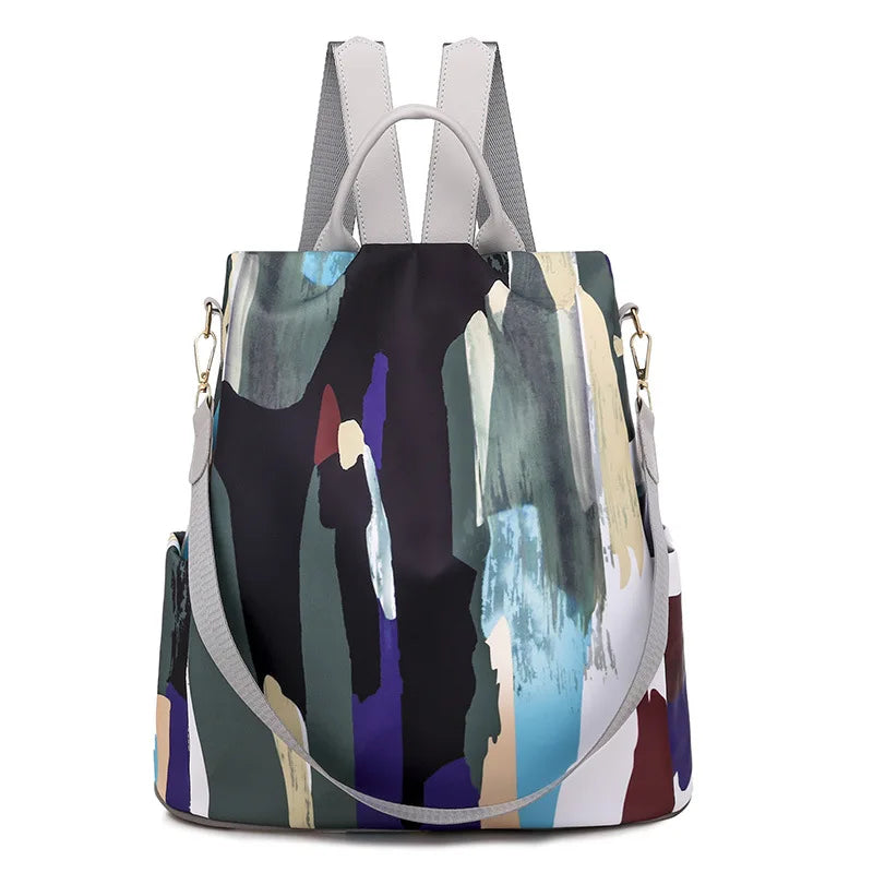Anti-theft Panelled Color Backpack