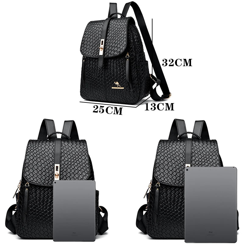 Vintage Shell Leather Women Backpack