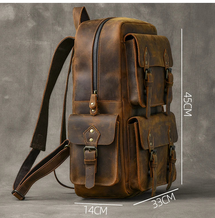 Retro Large Capacity Leather Backpack