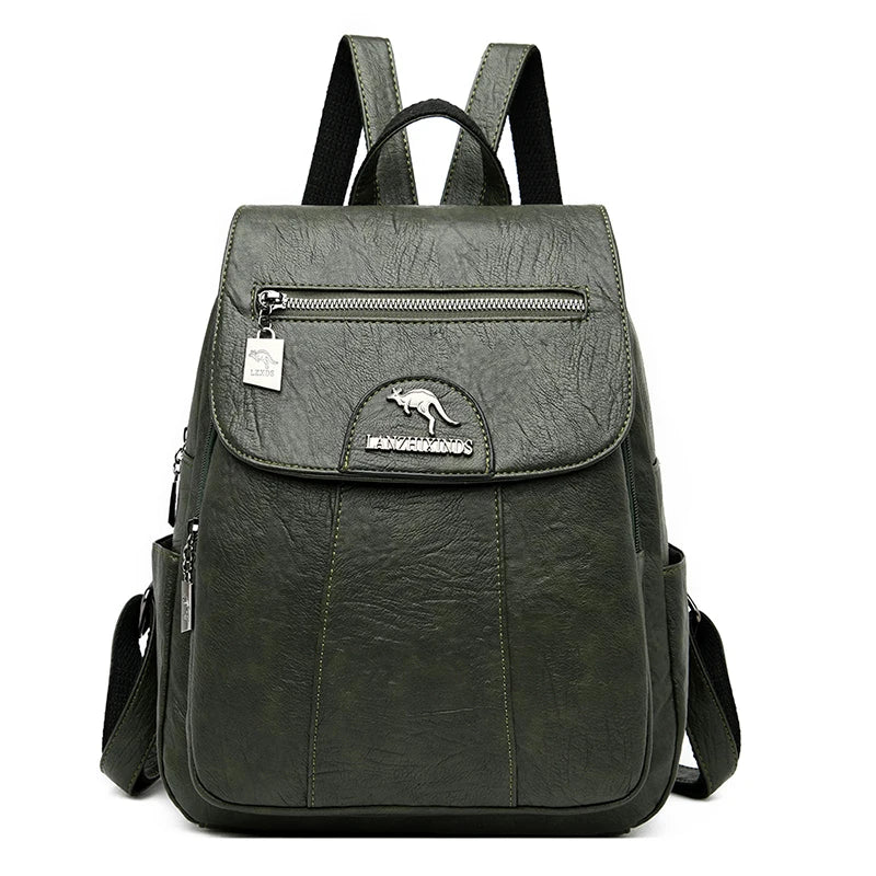 Retro Women Leather Backpack