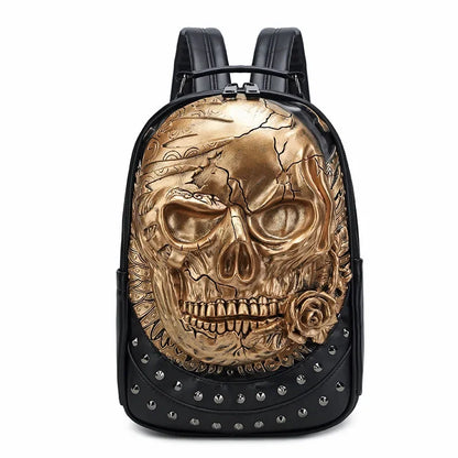 3D Skull Leather Backpack