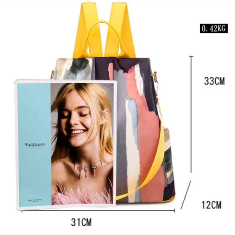 Anti-theft Panelled Color Backpack