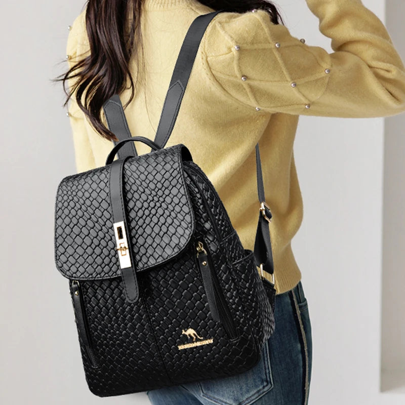 Vintage Shell Leather Women Backpack