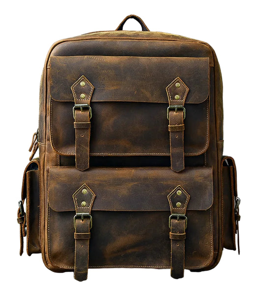 Retro Large Capacity Leather Backpack