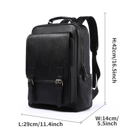 14/15.6 inch Black Leather Laptop Backpack