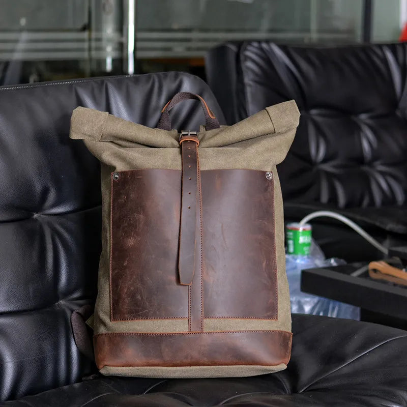 Men's Canvas Roll Top Backpack