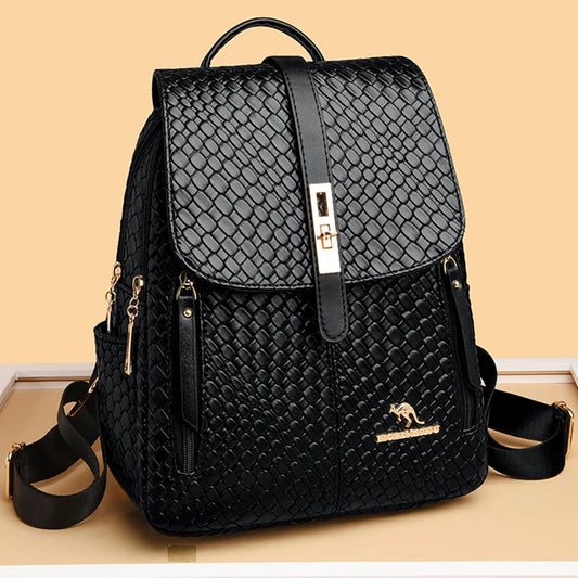 Vintage Shell Leather Women Backpack