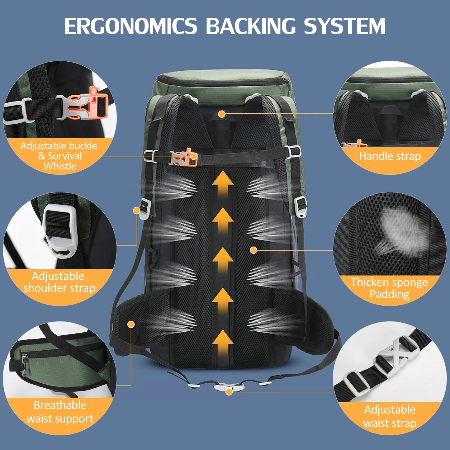 50L Waterproof Mountain Backpack