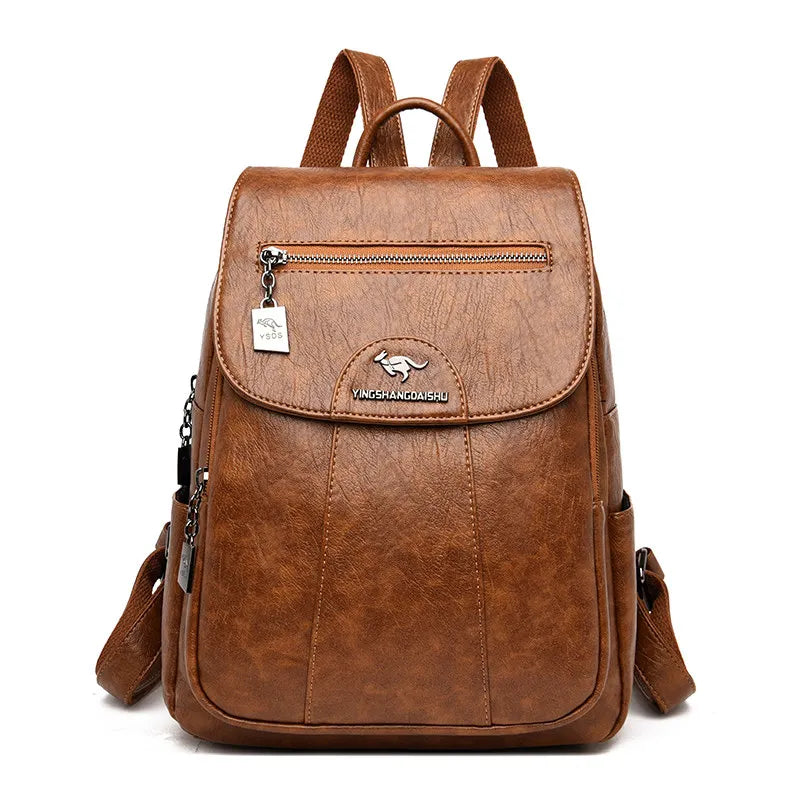 Retro Women Leather Backpack