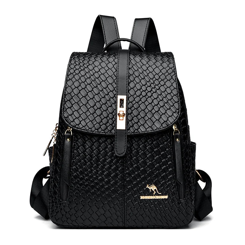 Vintage Shell Leather Women Backpack