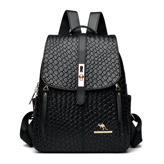 Vintage Shell Leather Women Backpack