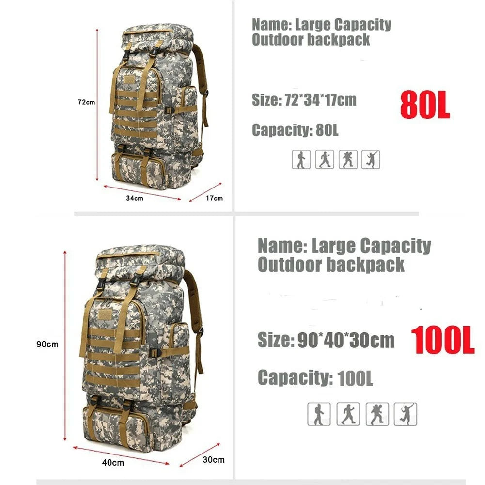 80L/100L Waterproof Outdoor Travel Backpack