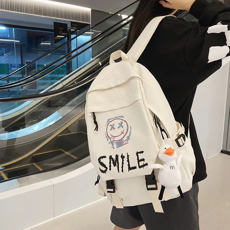 Kawaii Preppy Nylon Backpack for Stylish Student