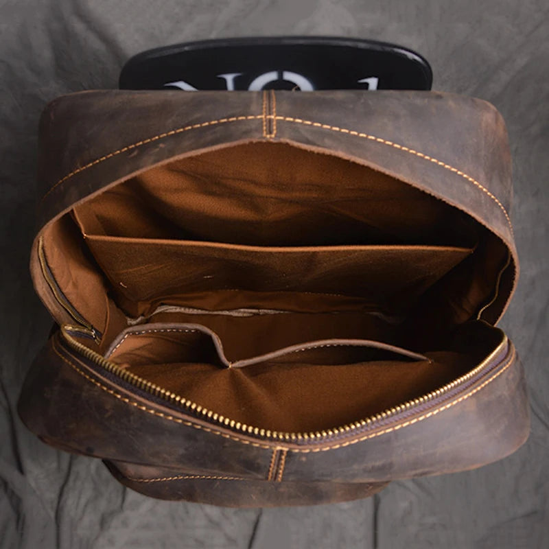 Large Drawstring Vintage Leather Backpack